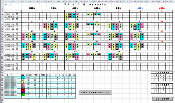 歯医者さんのスタッフのシフト表自動作成システム紹介
